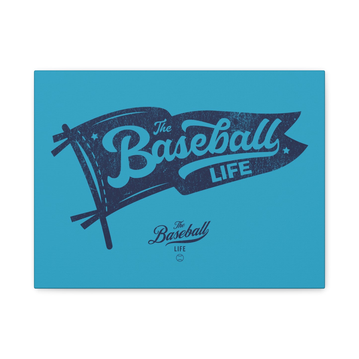 Classic Pennant Wall Art Canvas_Navy Print on Turquoise