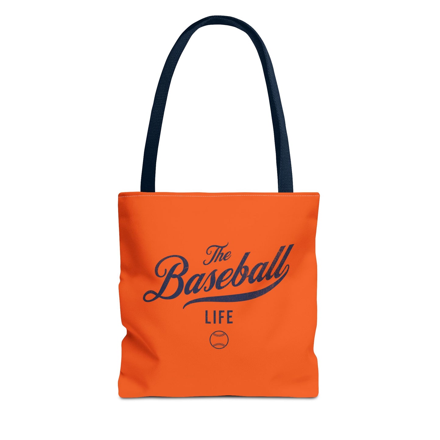 The Baseball Life Tote Bag_Orange w Navy Print