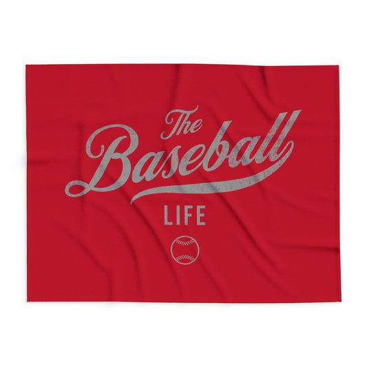 Fleece Blanket_Red w Silver Gray Print