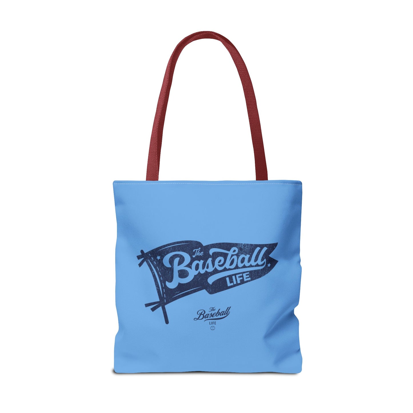 Vintage Pennant Tote Bag_Navy Print on Carolina Blue