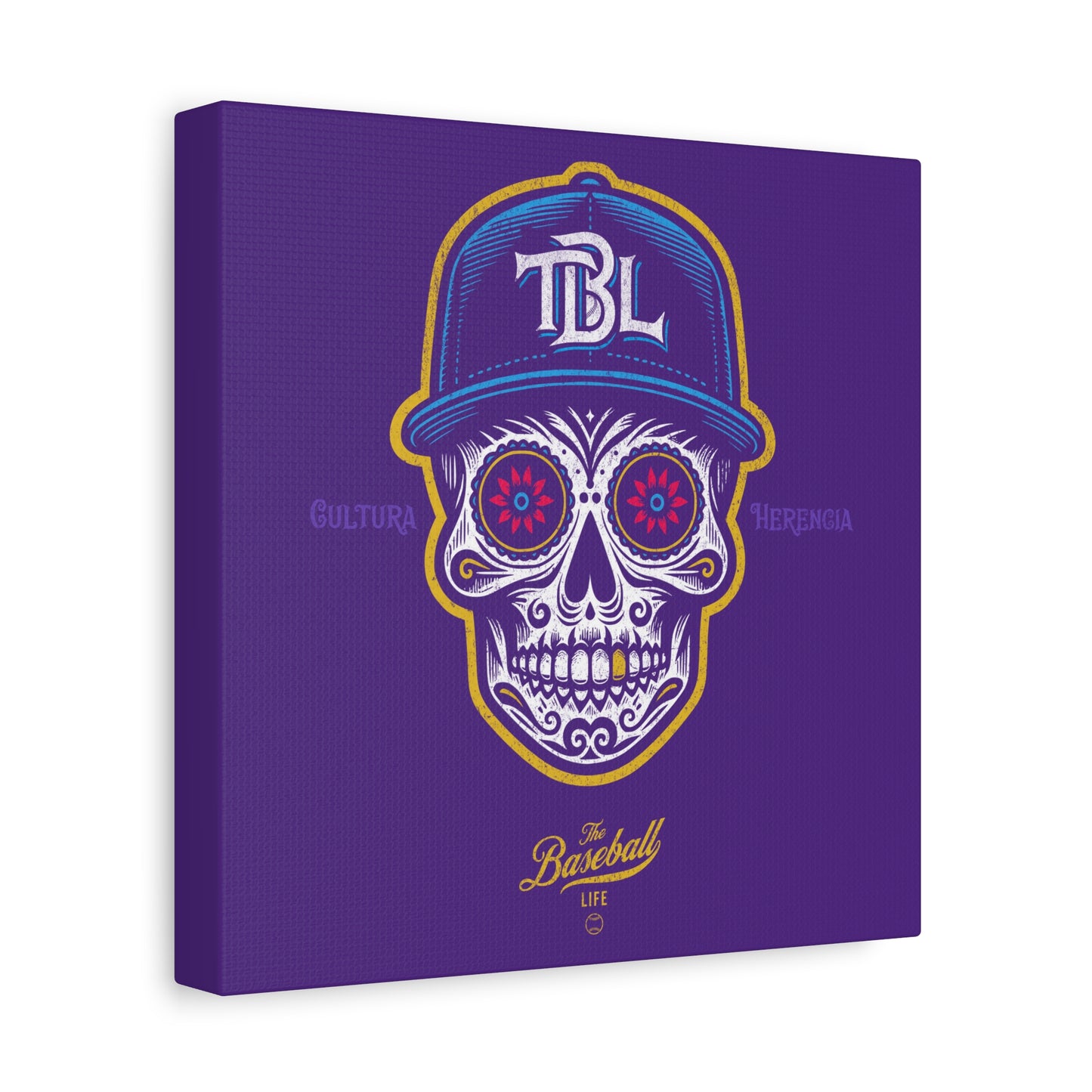 Beisbol Sugar Skull Series_Player 1 Wall Art Canvas_Purple