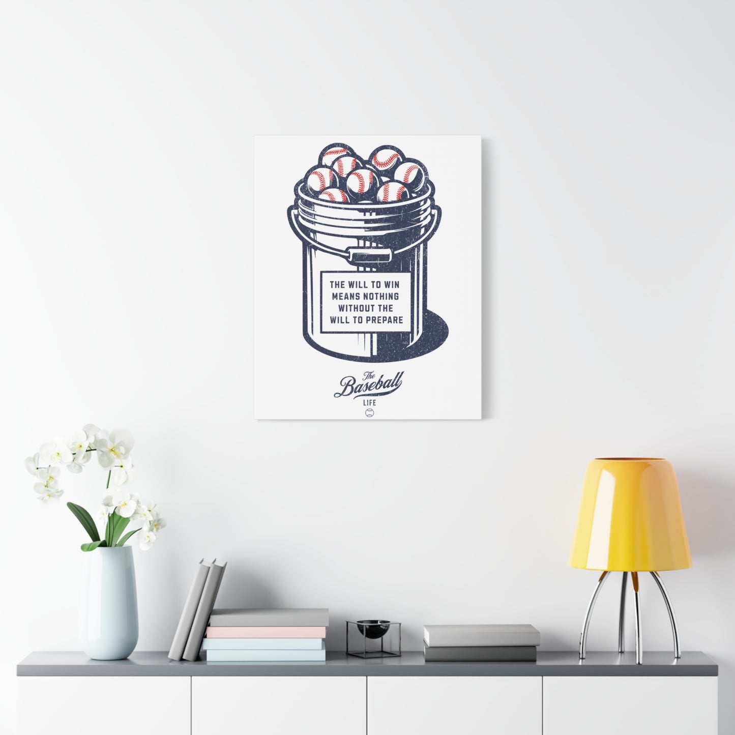 Bucket of Balls (The Will To Prepare) Wall Art Canvas_White Vertical