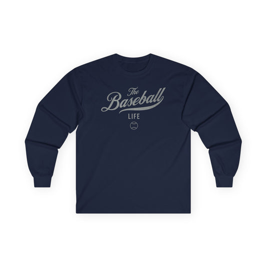 The Baseball Life Long Sleeve T-Shirt_Silver Gray Print