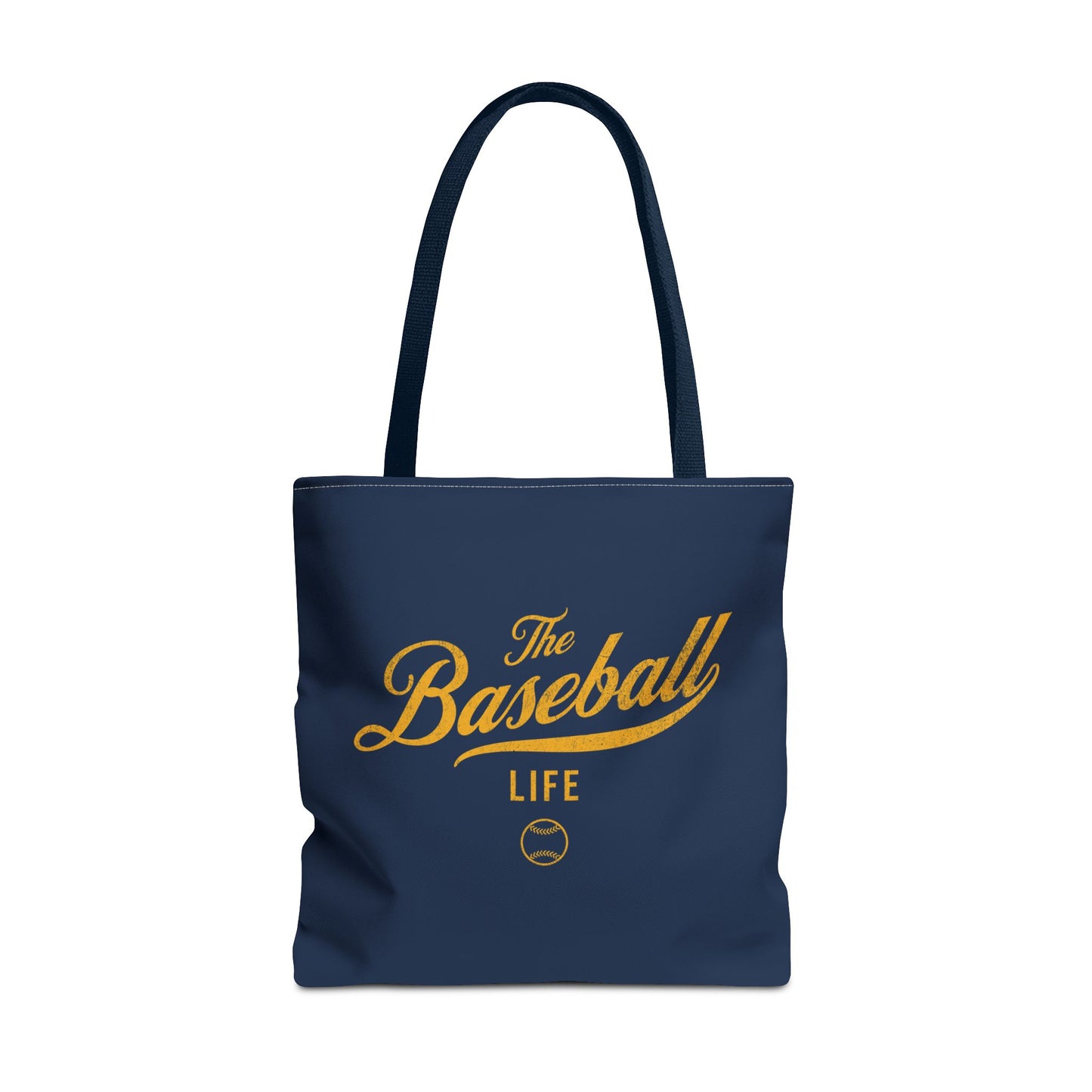 The Baseball Life Tote Bag_Navy w Yellow Gold Print