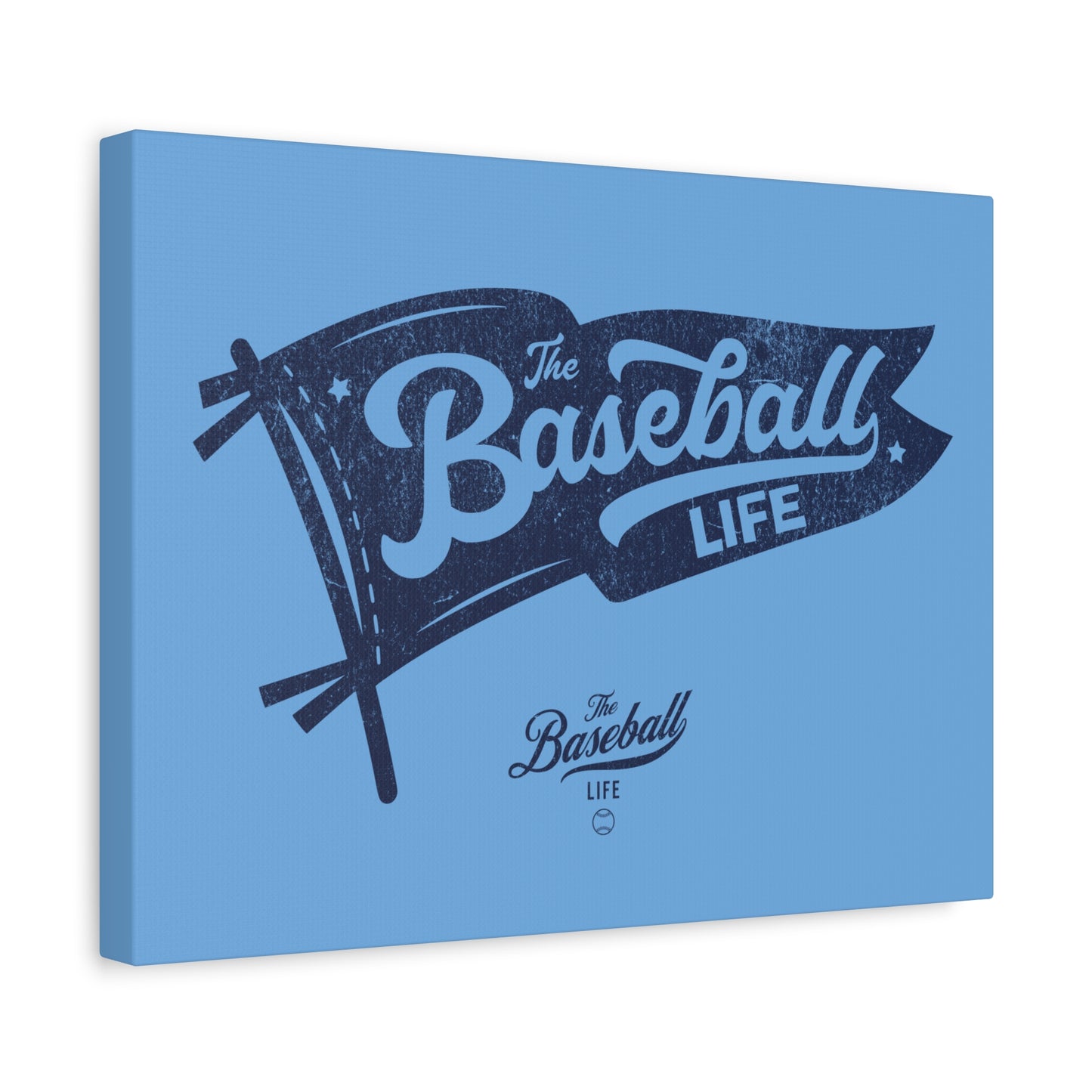 Classic Pennant Wall Art Canvas_Navy Print on Carolina Blue