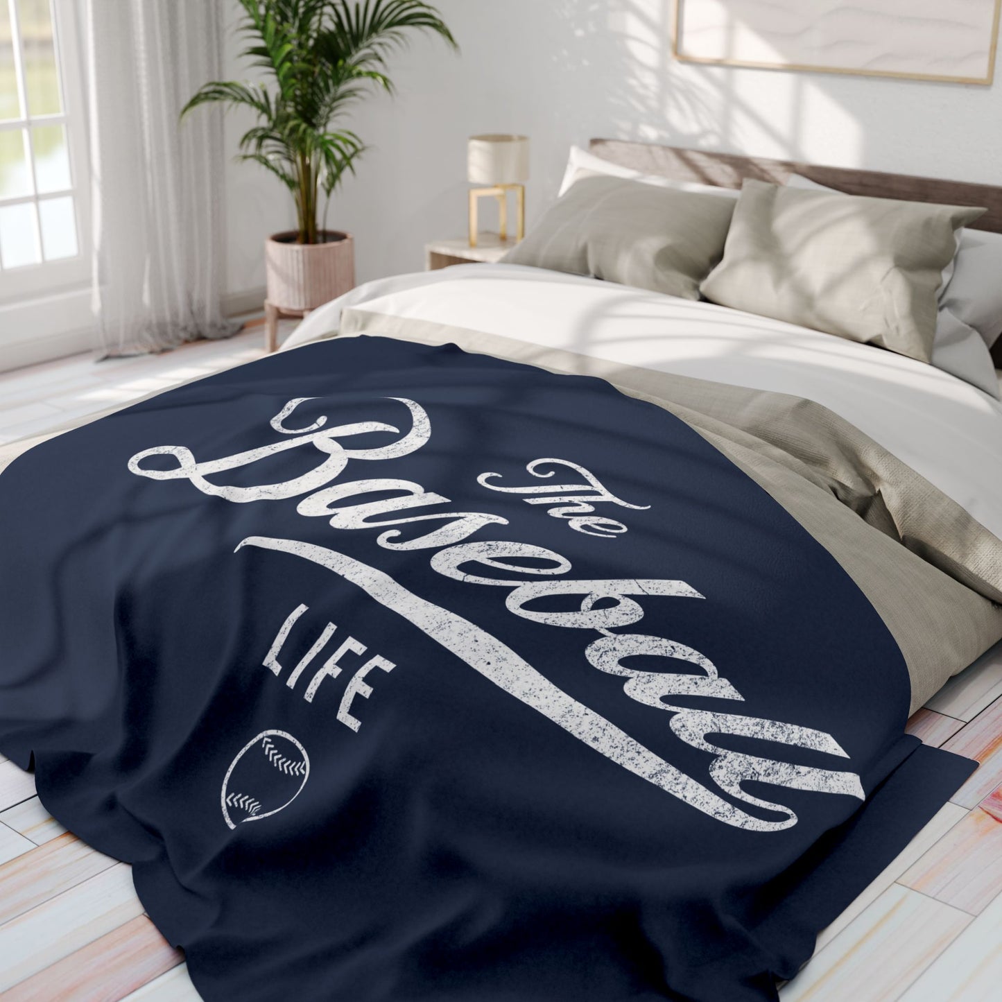 Fleece Blanket_Navy w White Print