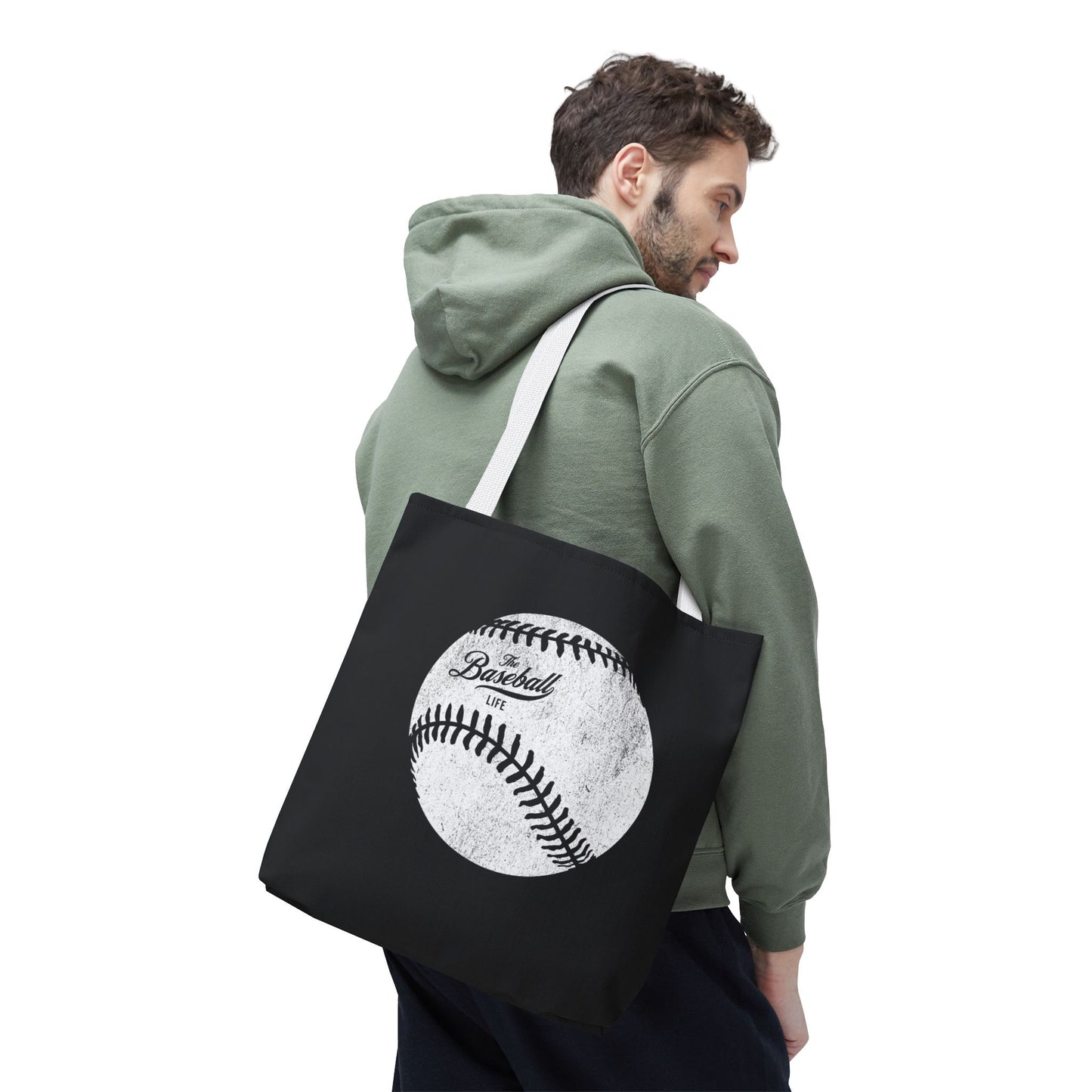 Weathered Baseball Tote Bag_Black