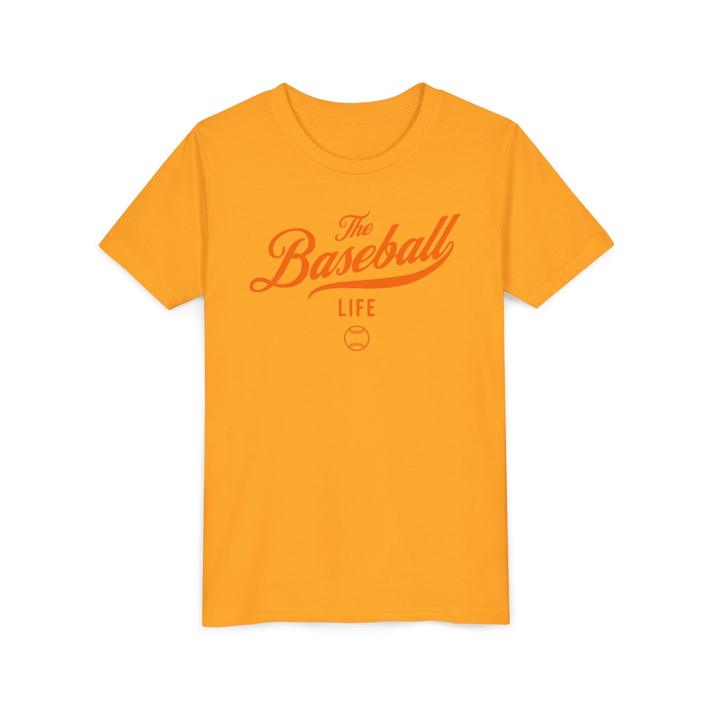 Youth The Baseball Life Classic Script T-Shirt_Orange Print