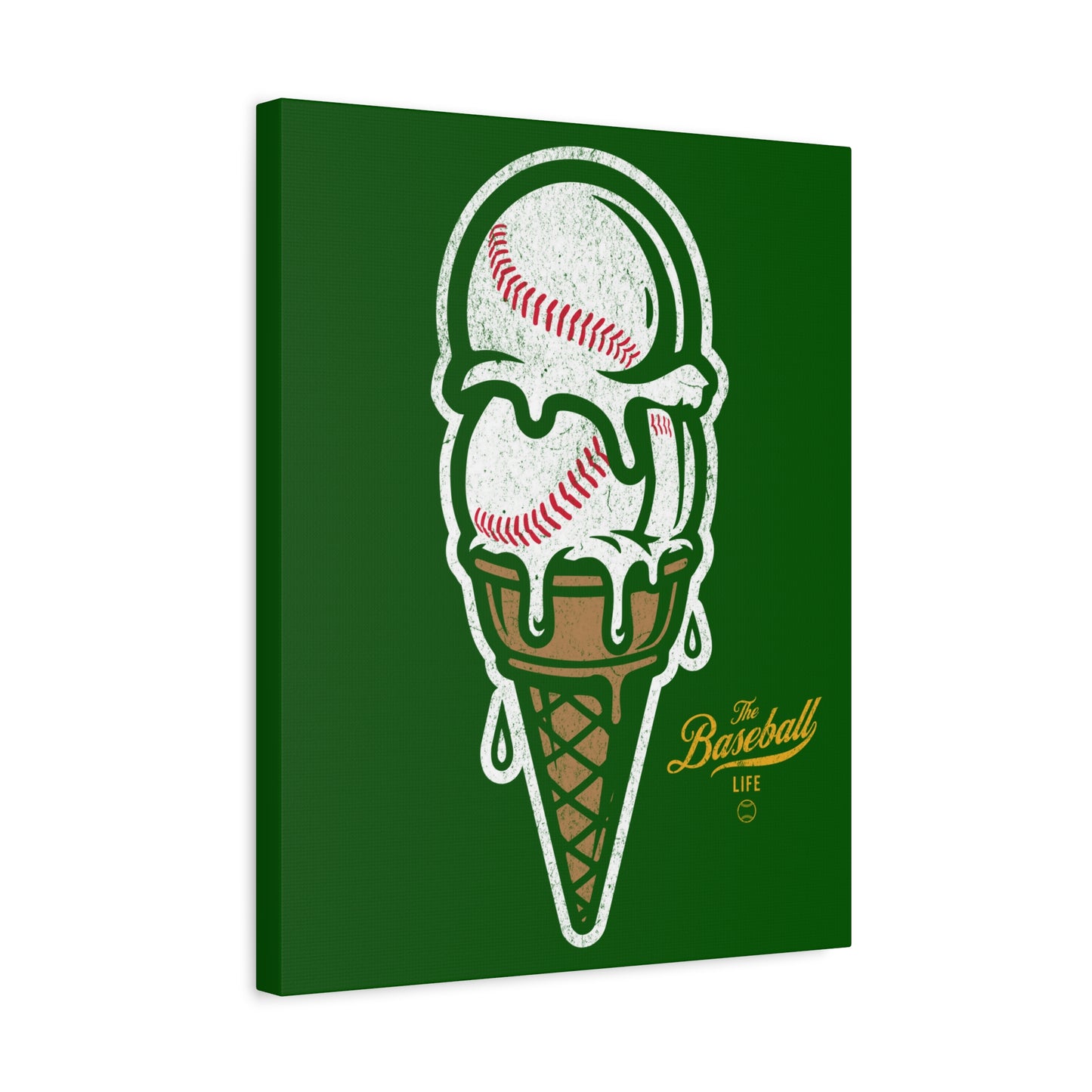 Baseball Ice Cream Cone Wall Art Canvas_Grass Green
