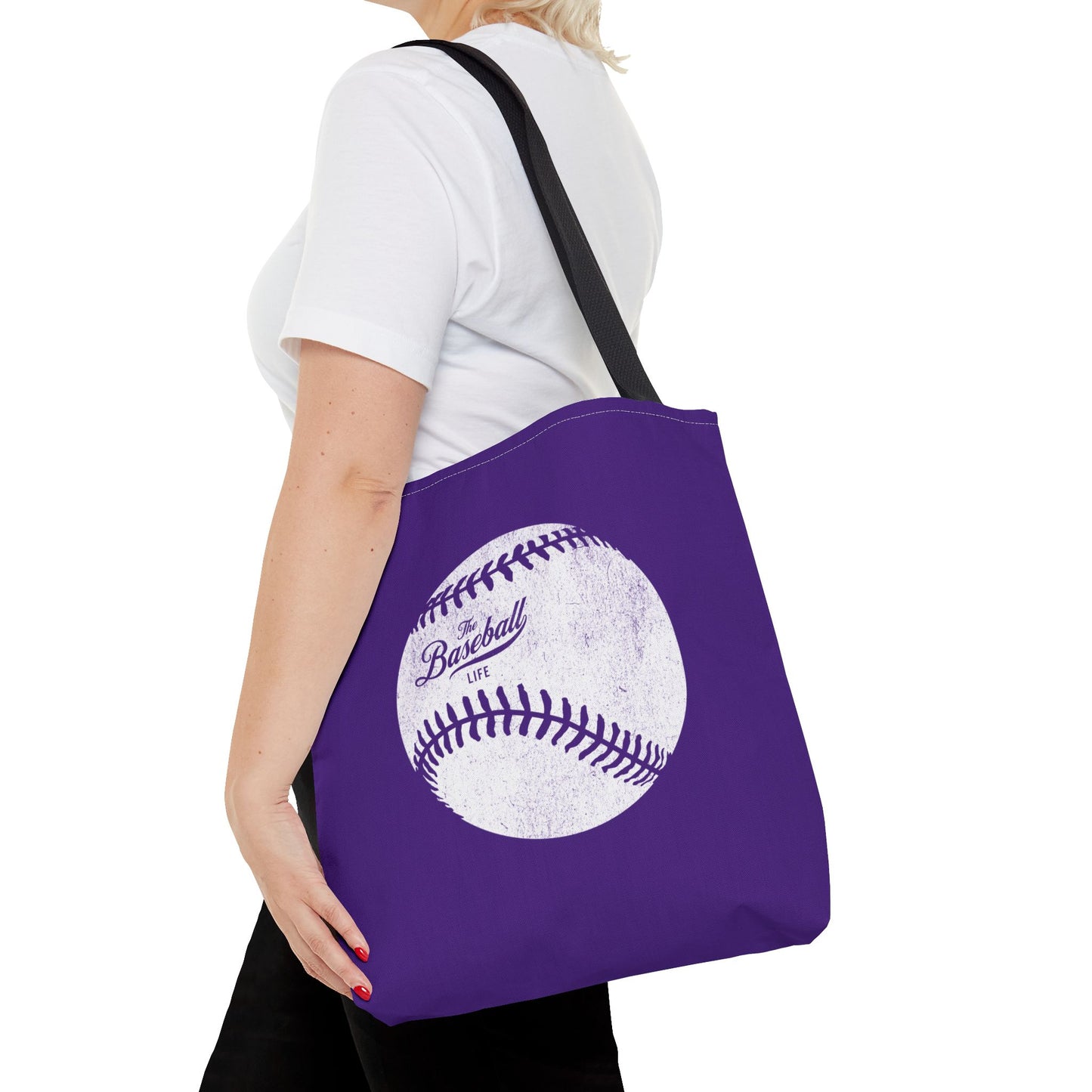 Weathered Baseball Tote Bag_Purple