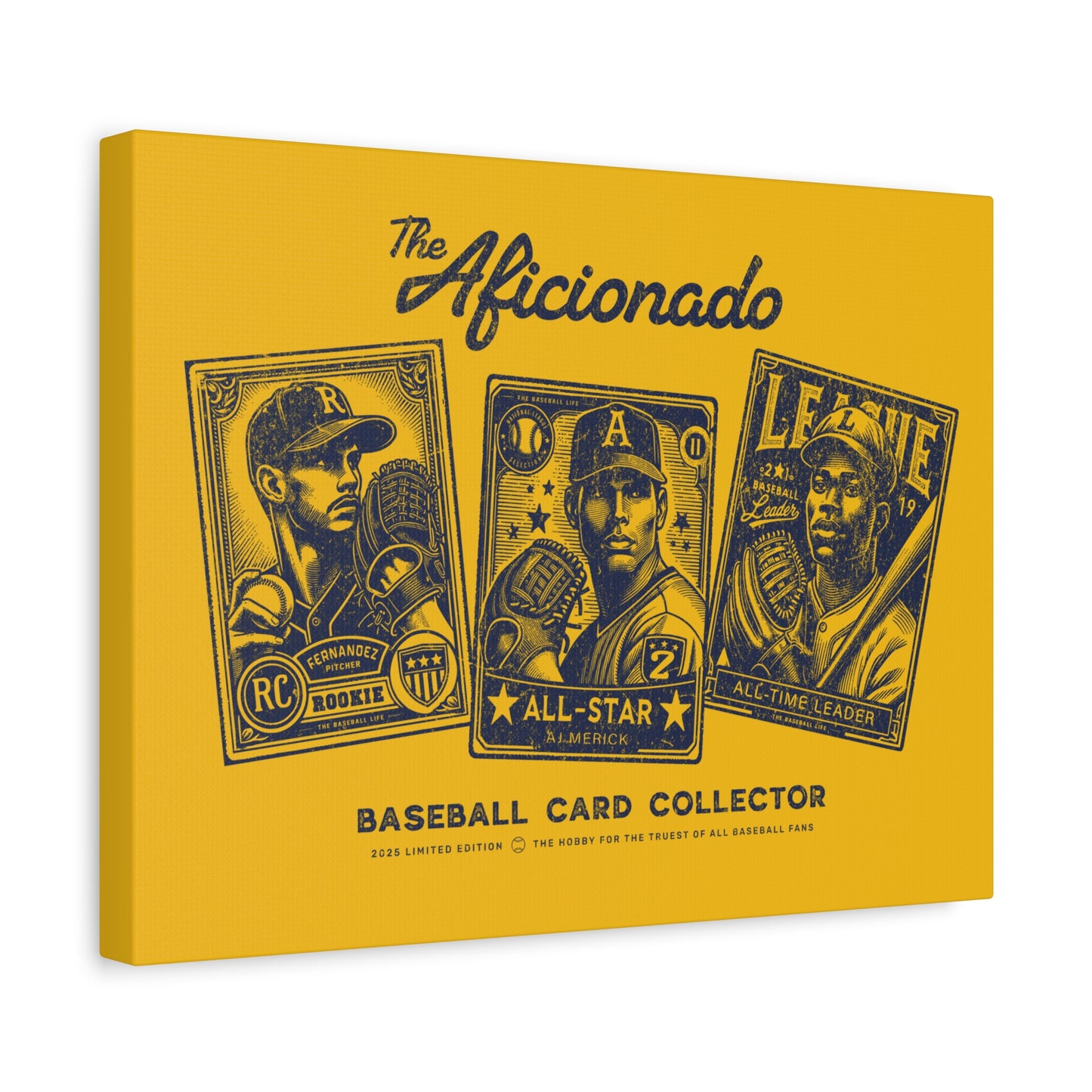 The Aficionado Baseball Card Collector Wall Art Canvas_Yellow Gold