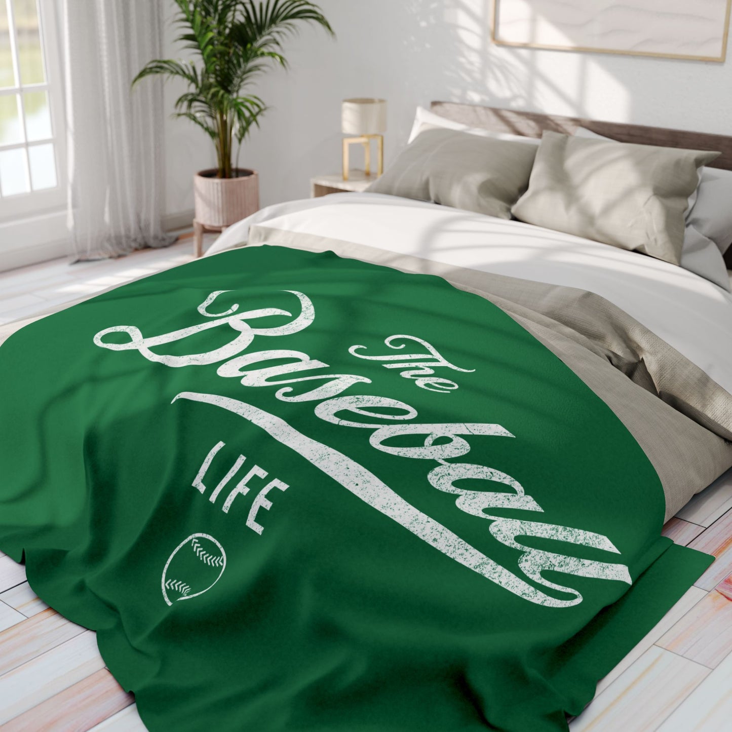 Fleece Blanket_Green w White Print