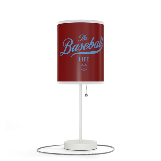 Table Lamp_Maroon w Carolina Blue Print