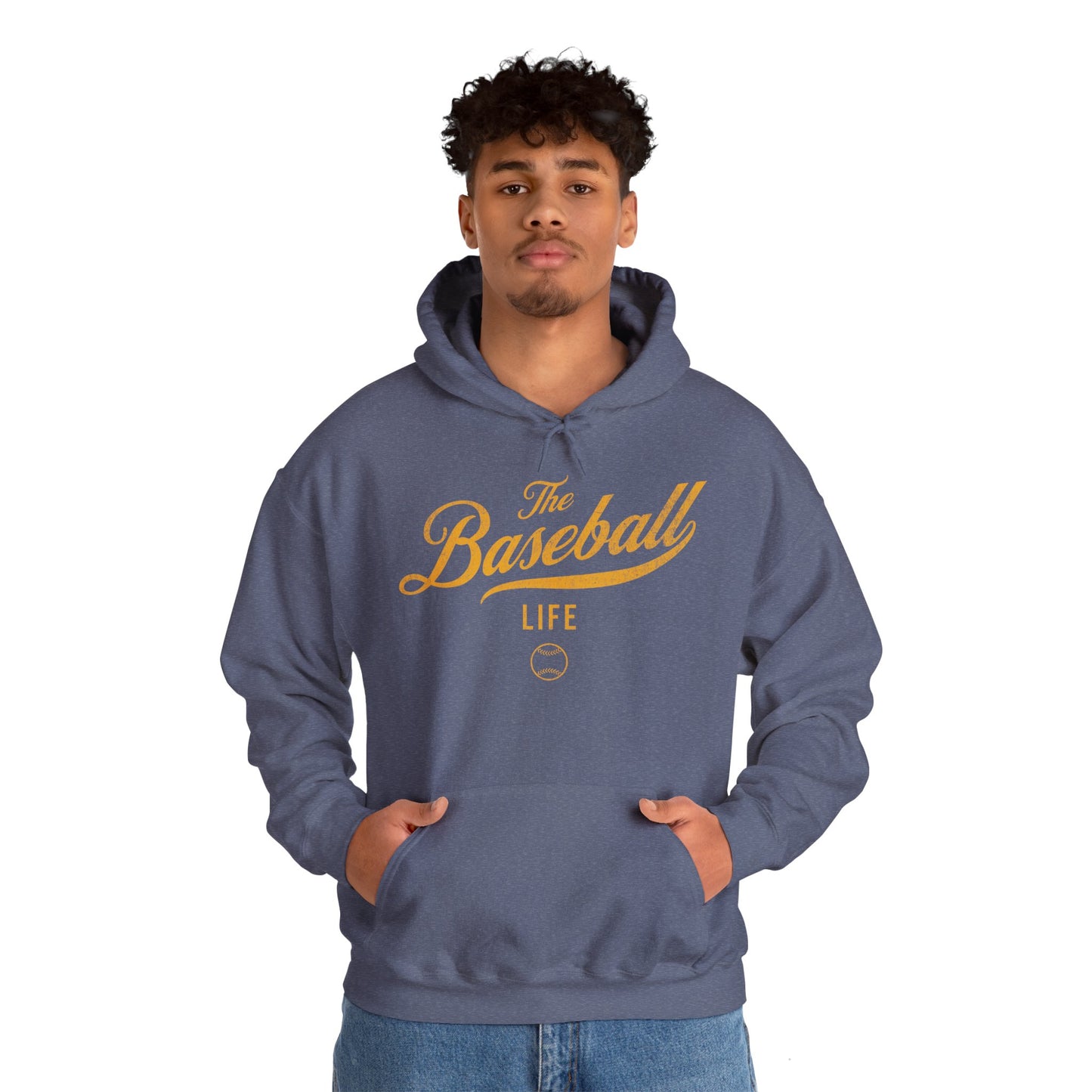 The Baseball Life Hoodie_Yellow Gold Print