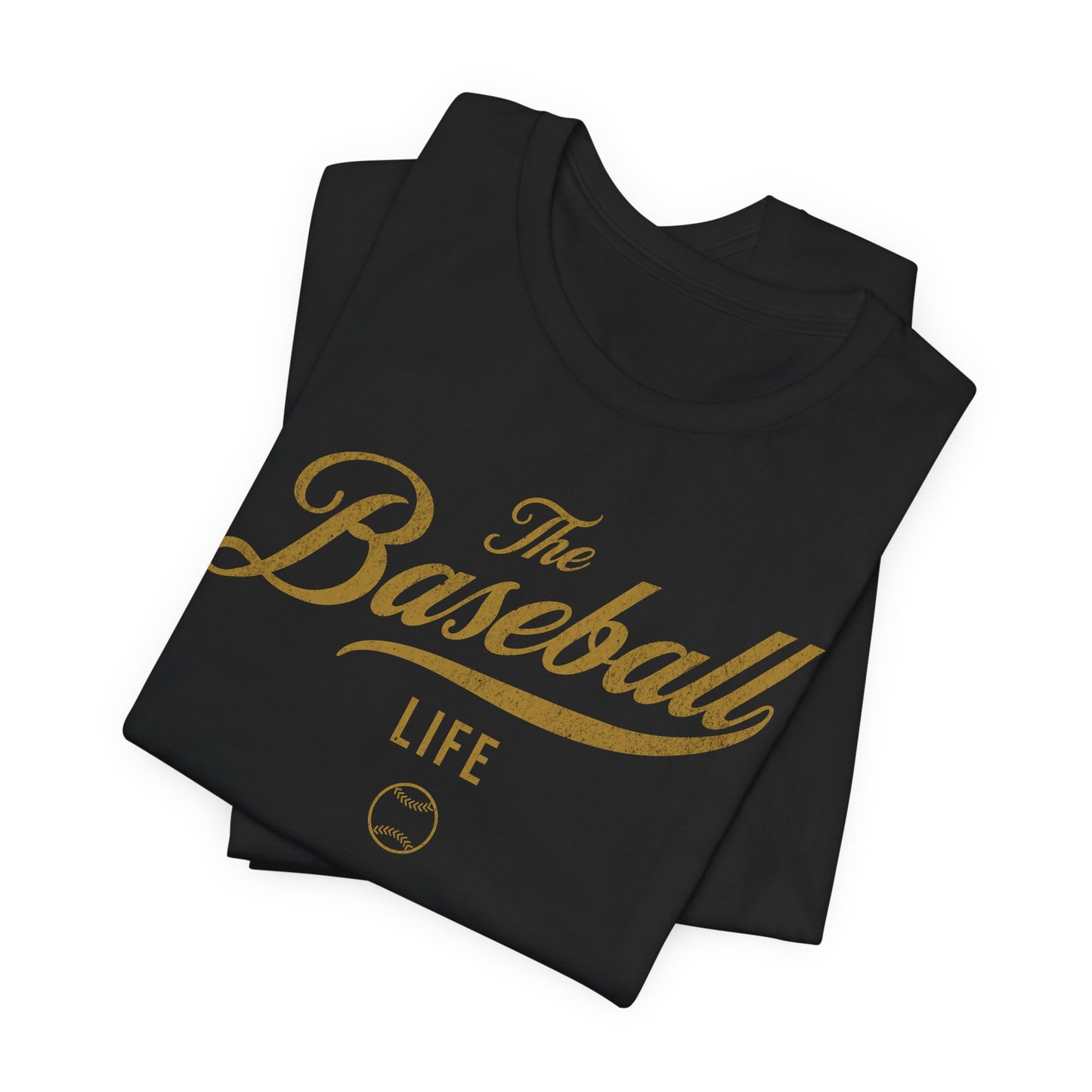 The Baseball Life Classic Script T-Shirt _Old Gold Print