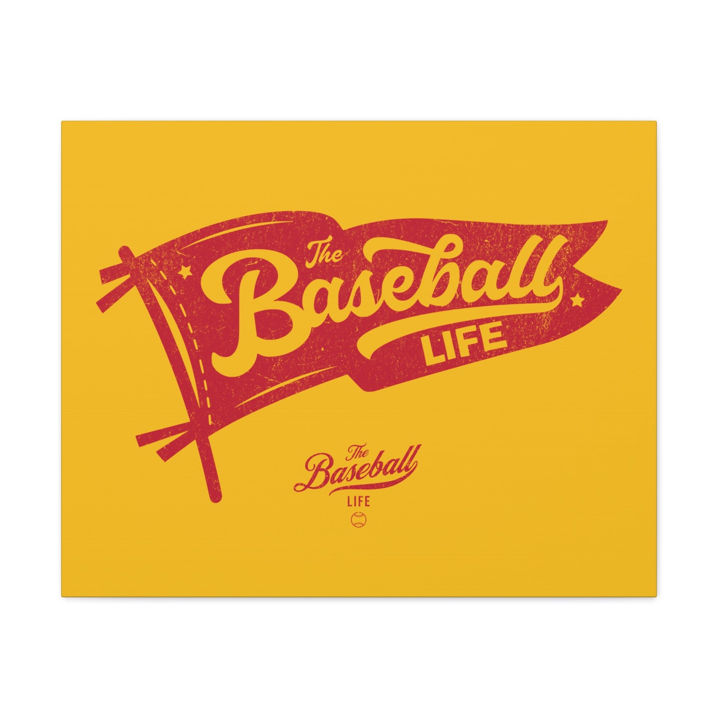 Classic Pennant Wall Art Canvas_Red Print on Yellow Gold