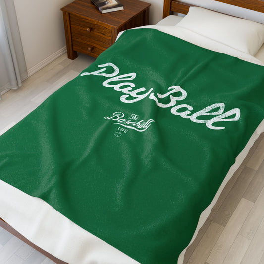 Velveteen Plush Blanket_Play Ball_Green