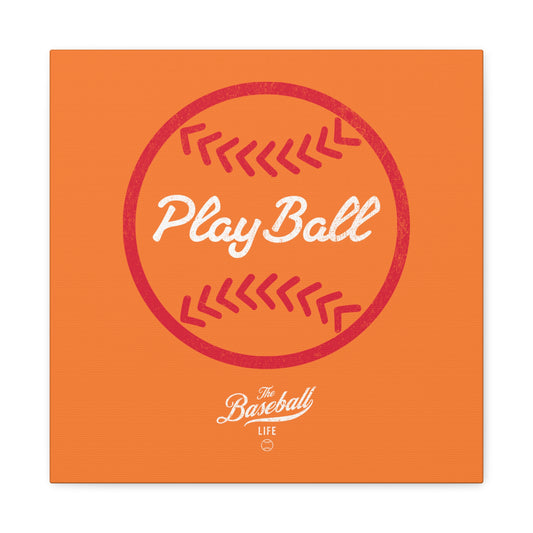 Play Ball Graphic Baseball Wall Art Canvas_Orange