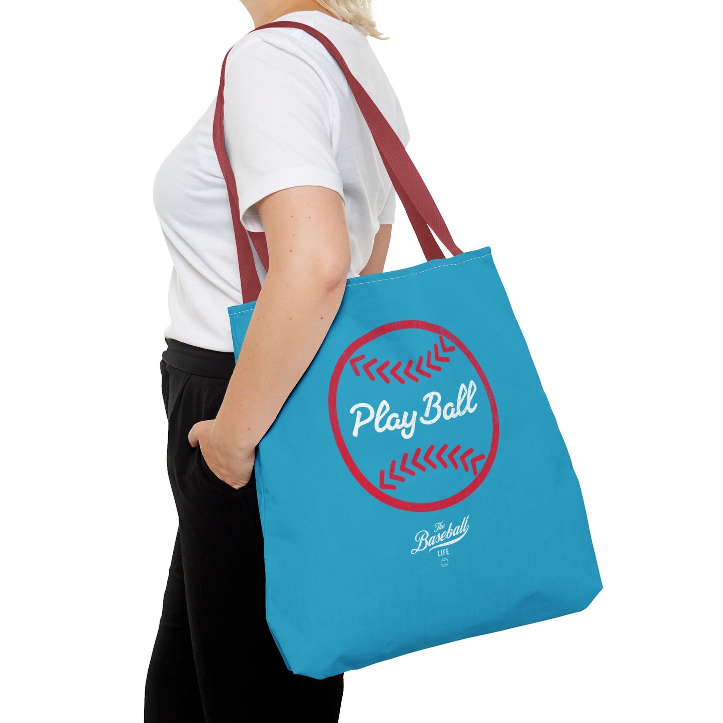 Baseball Icon Play Ball Tote Bag_Turquoise