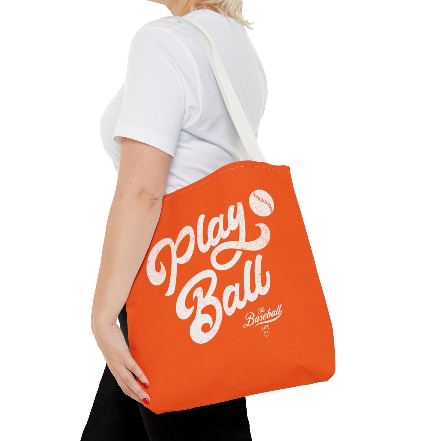 Play Ball Script Tote Bag_Orange
