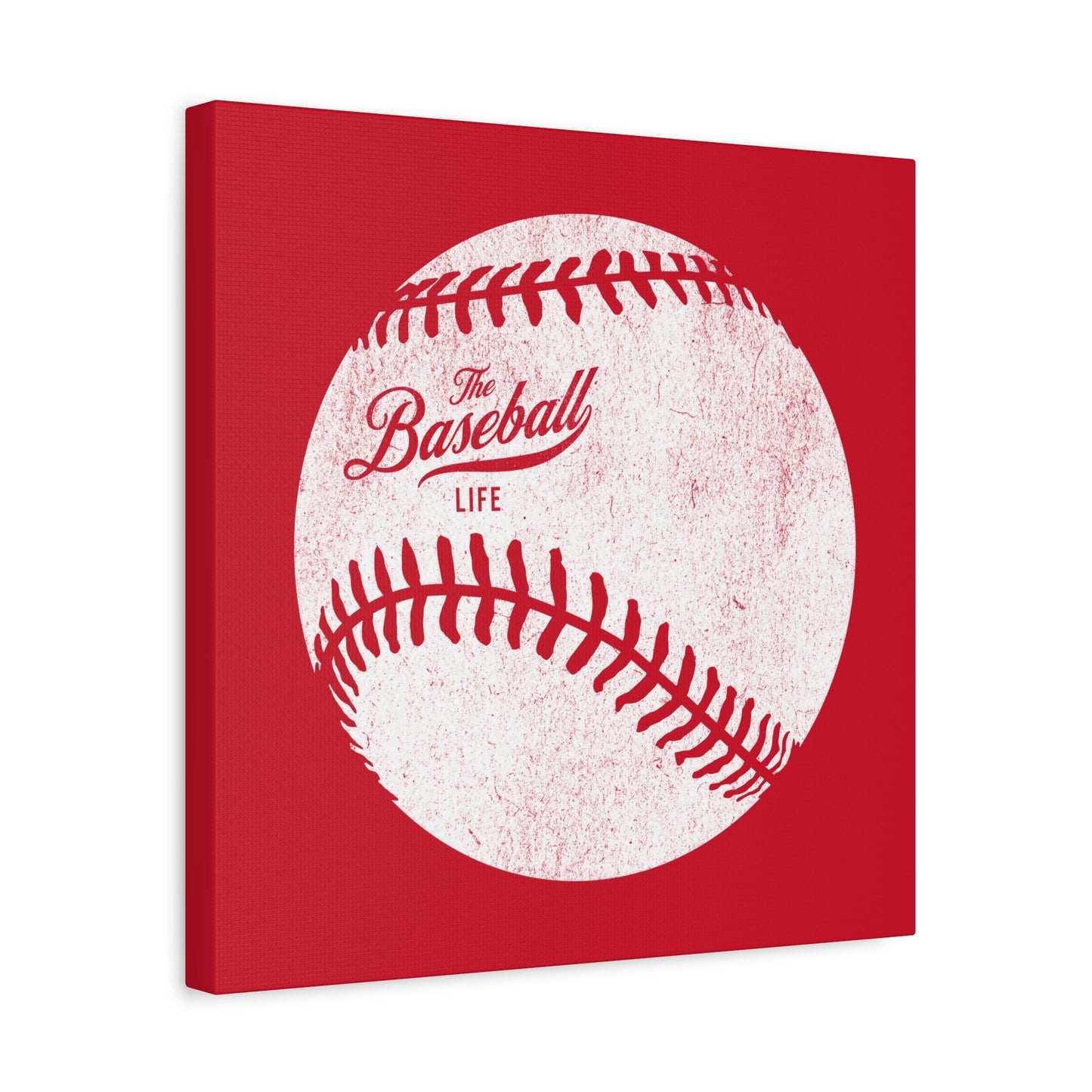 Weathered Baseball Wall Art Canvas_Red