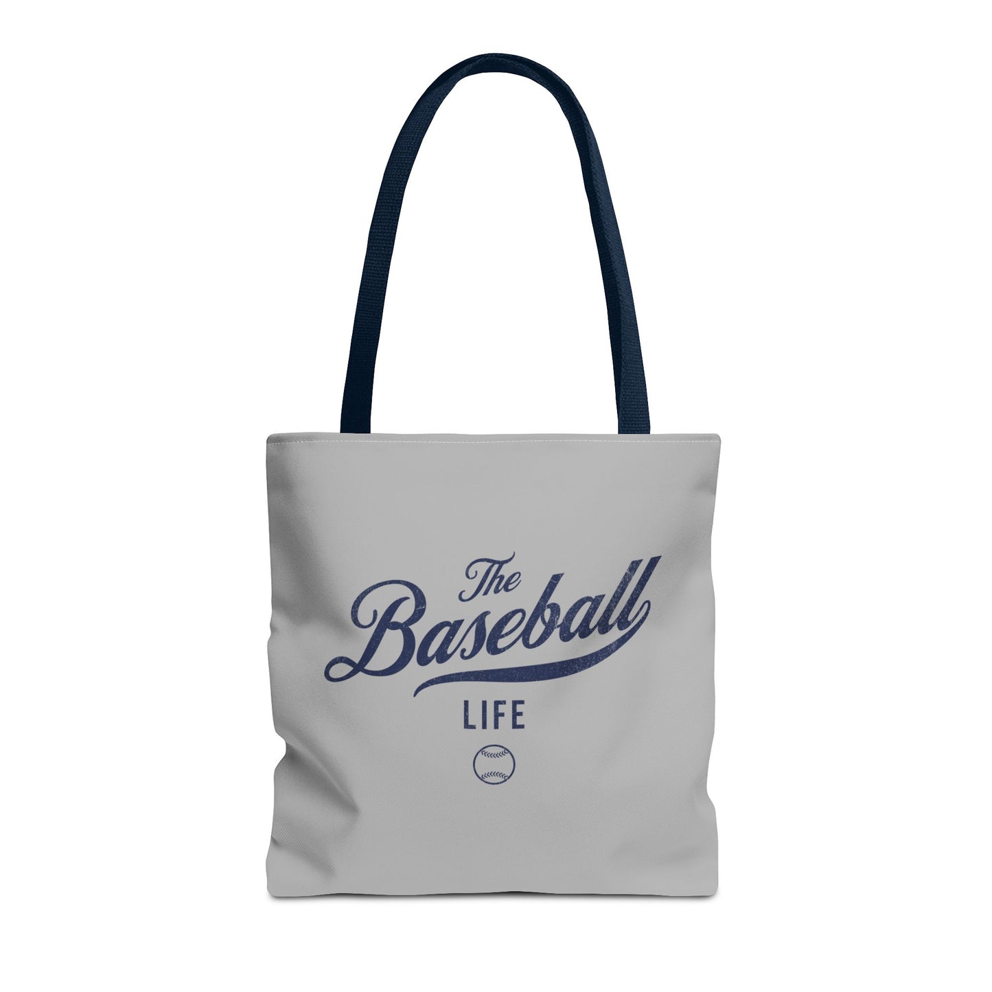 The Baseball Life Tote Bag_Gray w Navy Print