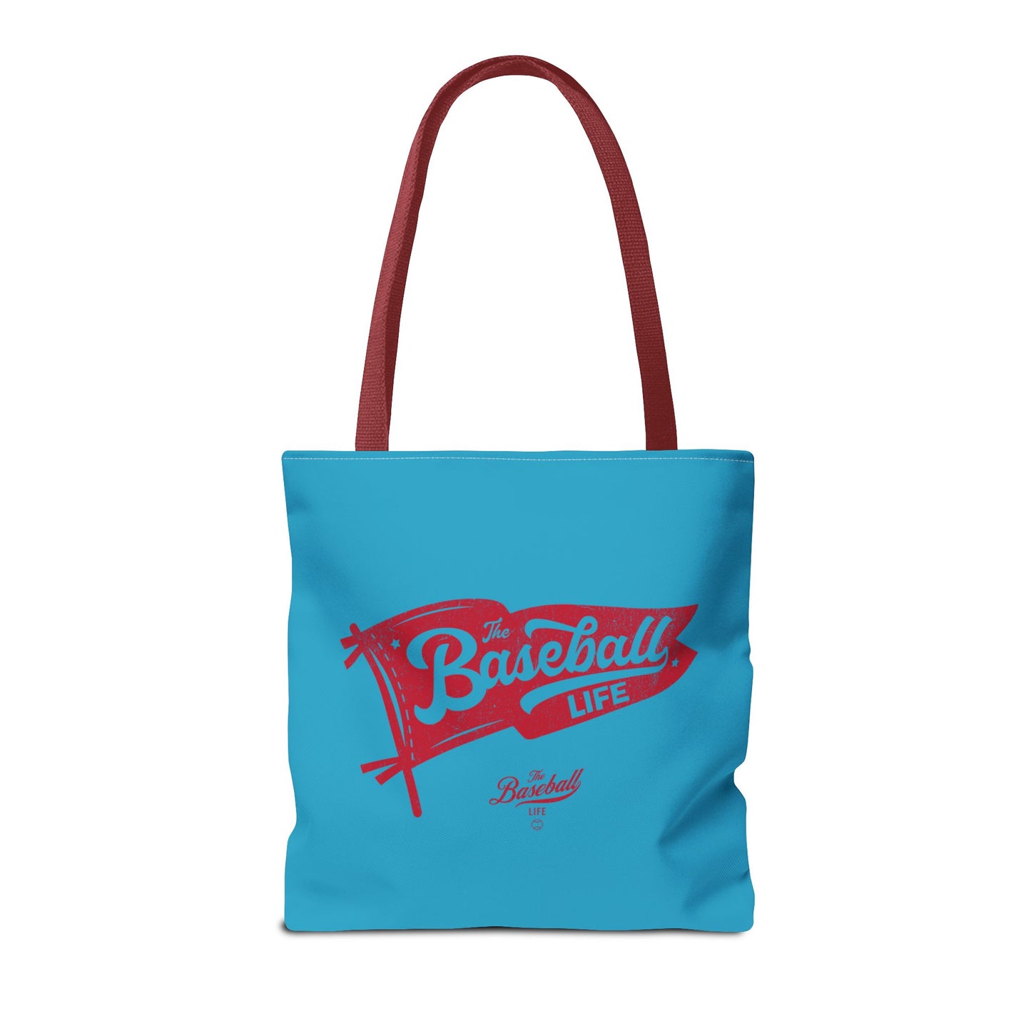 Vintage Pennant Tote Bag_Red Print on Turquoise