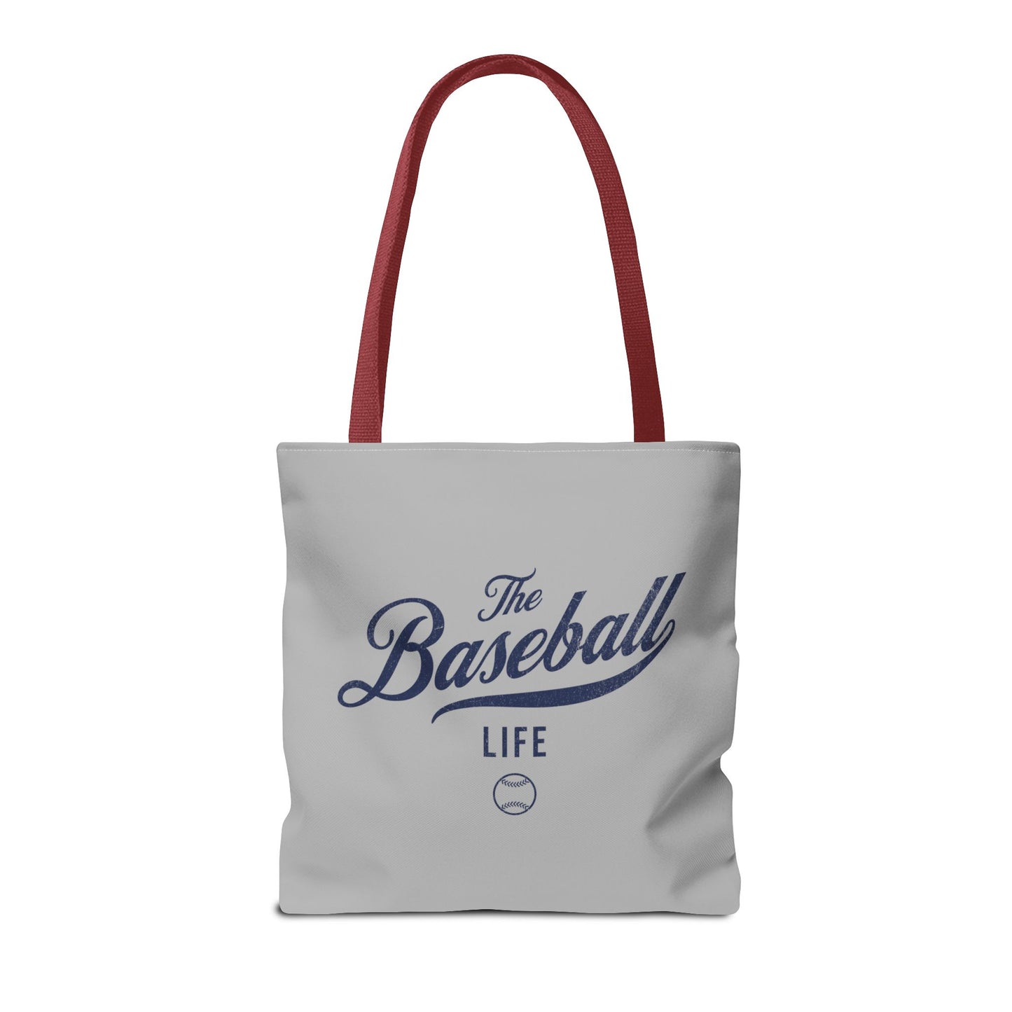 The Baseball Life Tote Bag_Gray w Navy Print