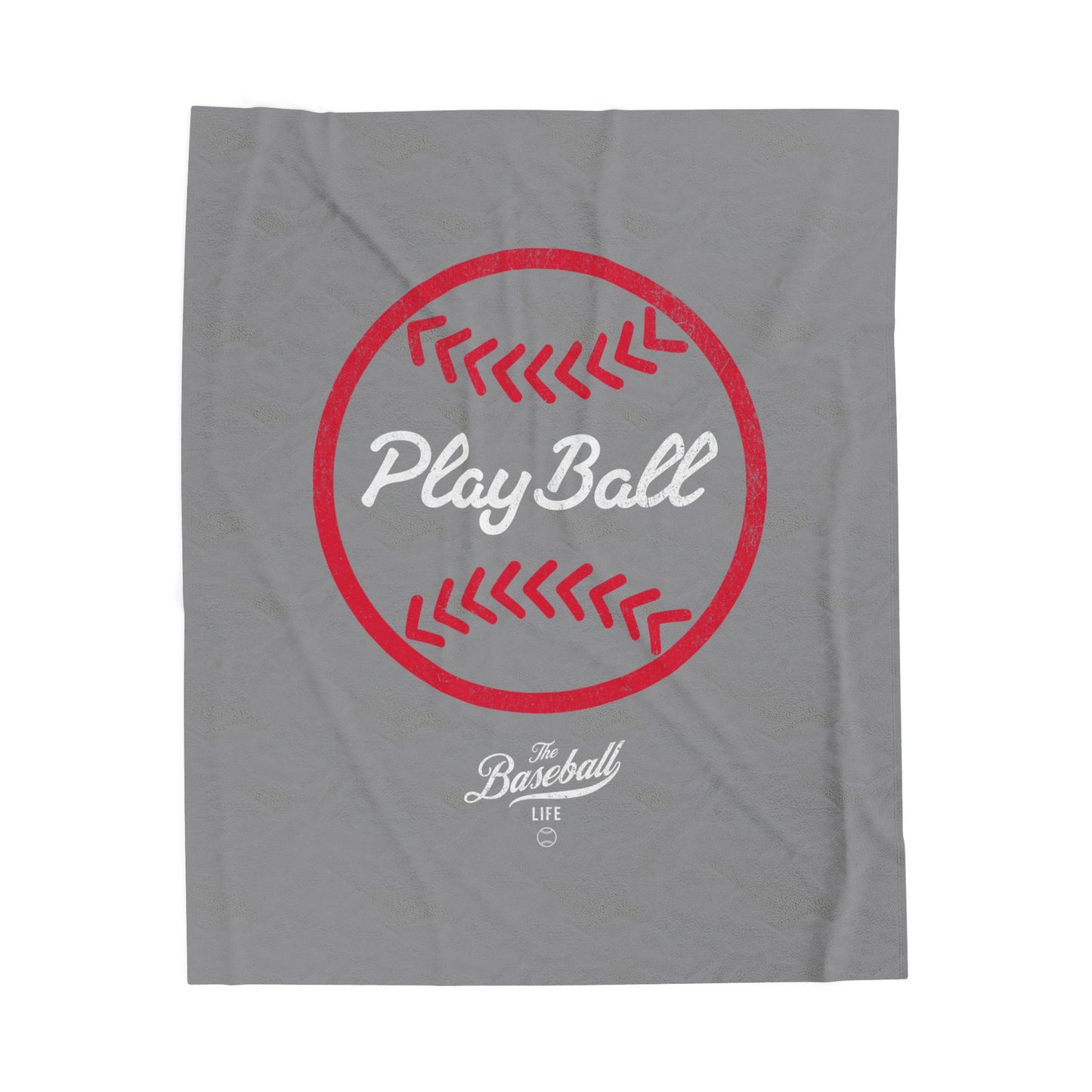 Velveteen Plush Blanket_Play Ball Graphic Baseball_Gray