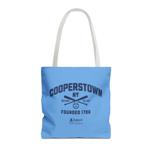 Cooperstown, NY Tote Bag_Carolina Blue w Navy Print