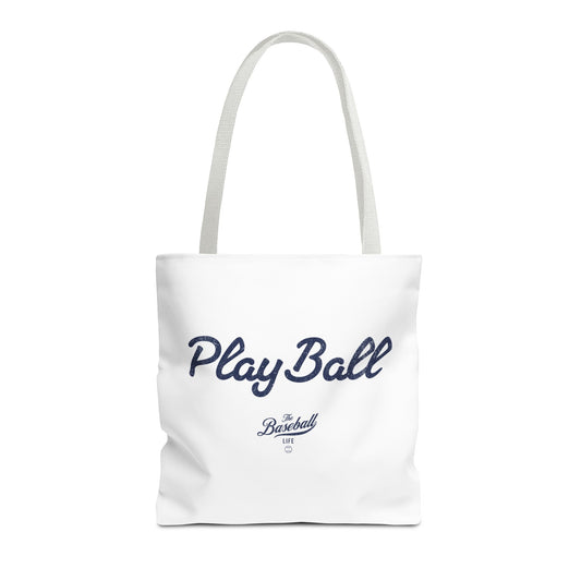 Play Ball Tote Bag_White with Navy Print
