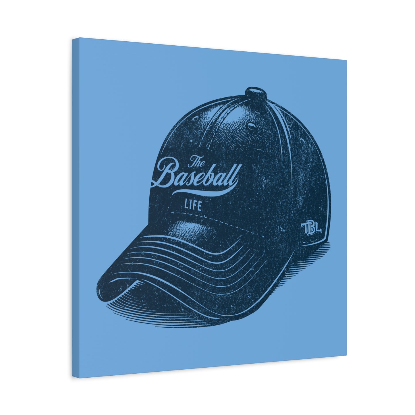 The Baseball Life Ball Cap Wall Art Canvas_Carolina Blue