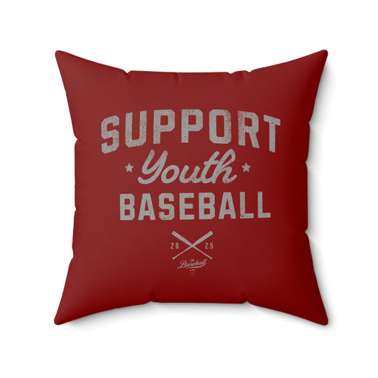 Accent Pillow_Support Youth Baseball_Maroon