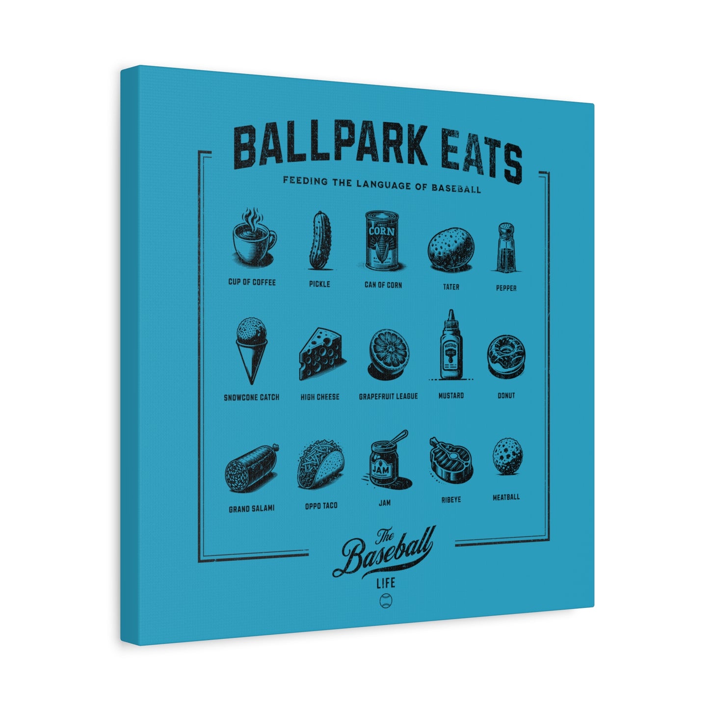 Ballpark Eats_Feeding the Language of Baseball Wall Art Canvas_Aqua
