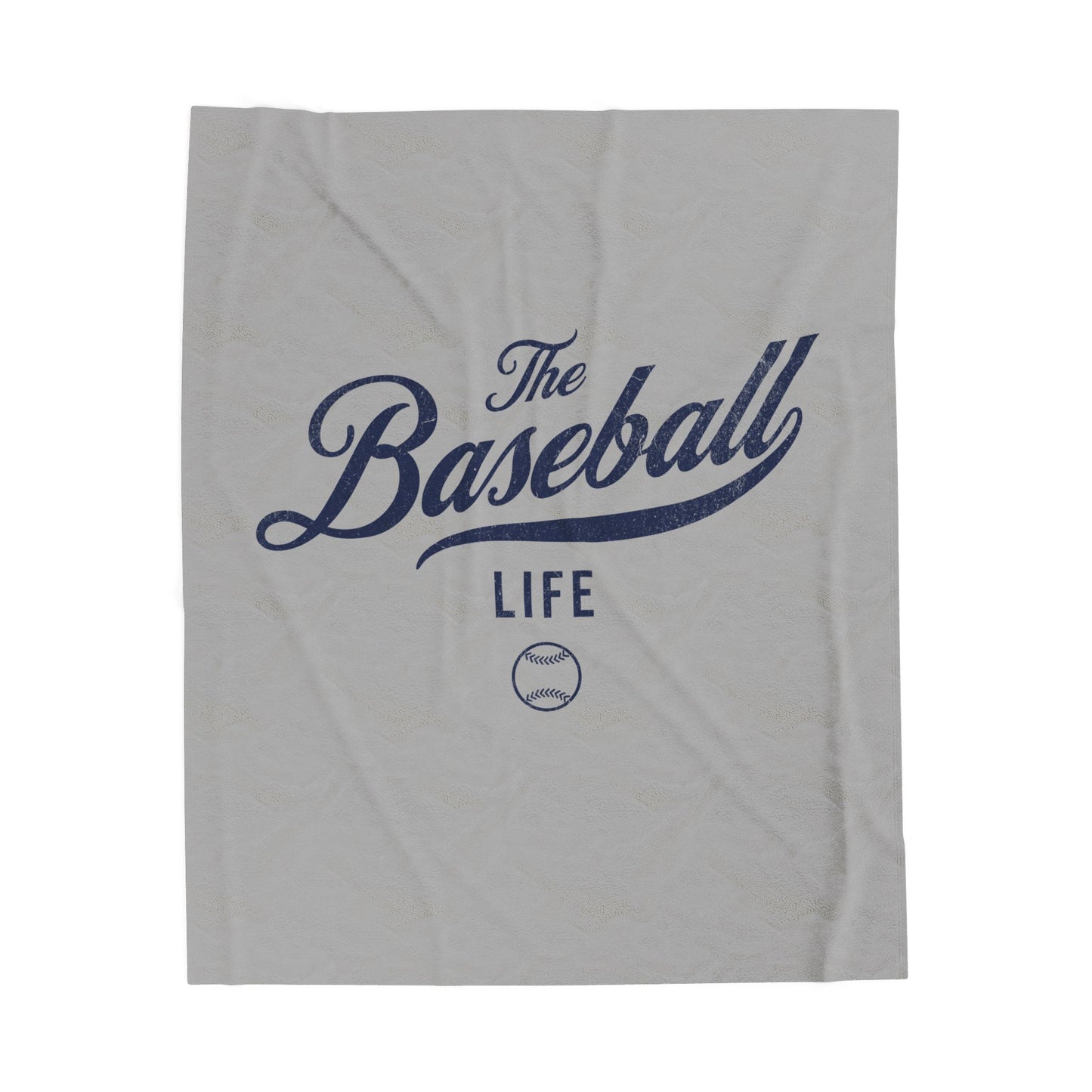 Velveteen Plush Blanket_Light Gray with Navy Print
