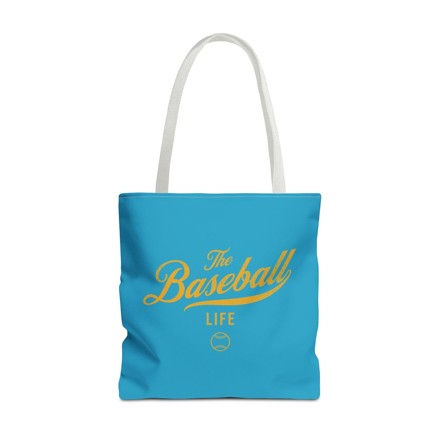 The Baseball Life Tote Bag_Turquoise w Yellow Gold Print