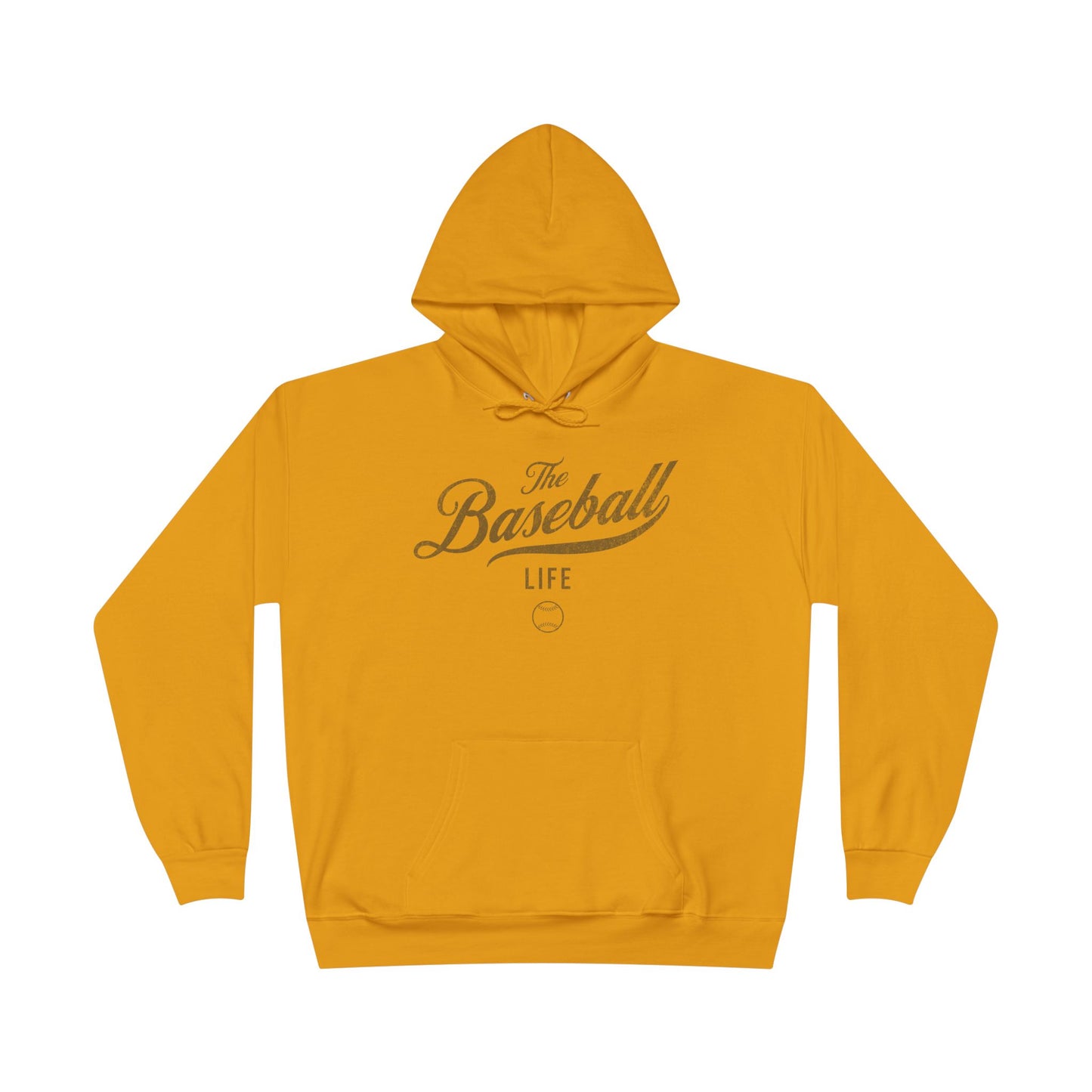 The Baseball Life Hoodie w/Grommets_Old Gold Print