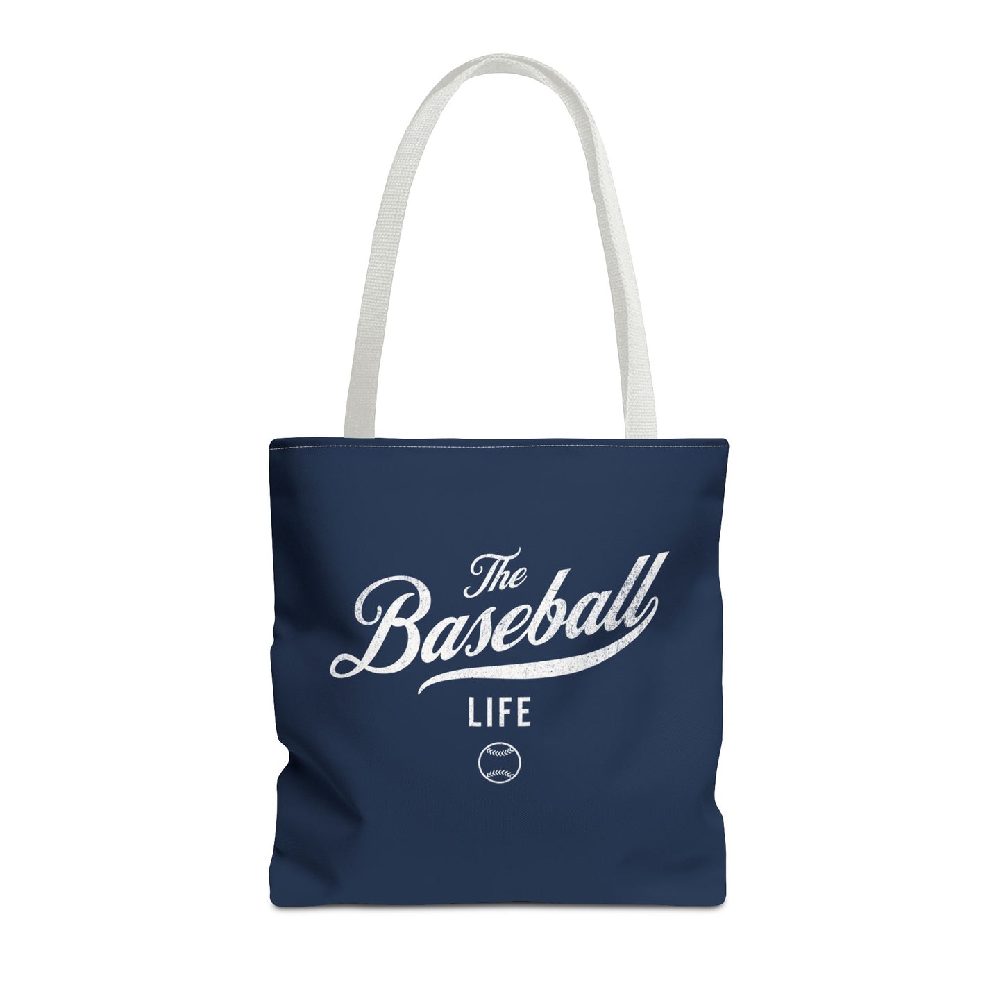 The Baseball Life Tote Bag_Navy w White Print