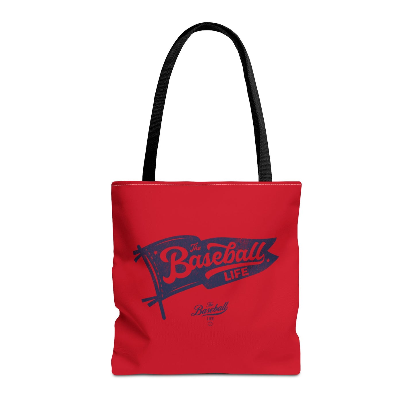 Vintage Pennant Tote Bag_Navy Print on Red