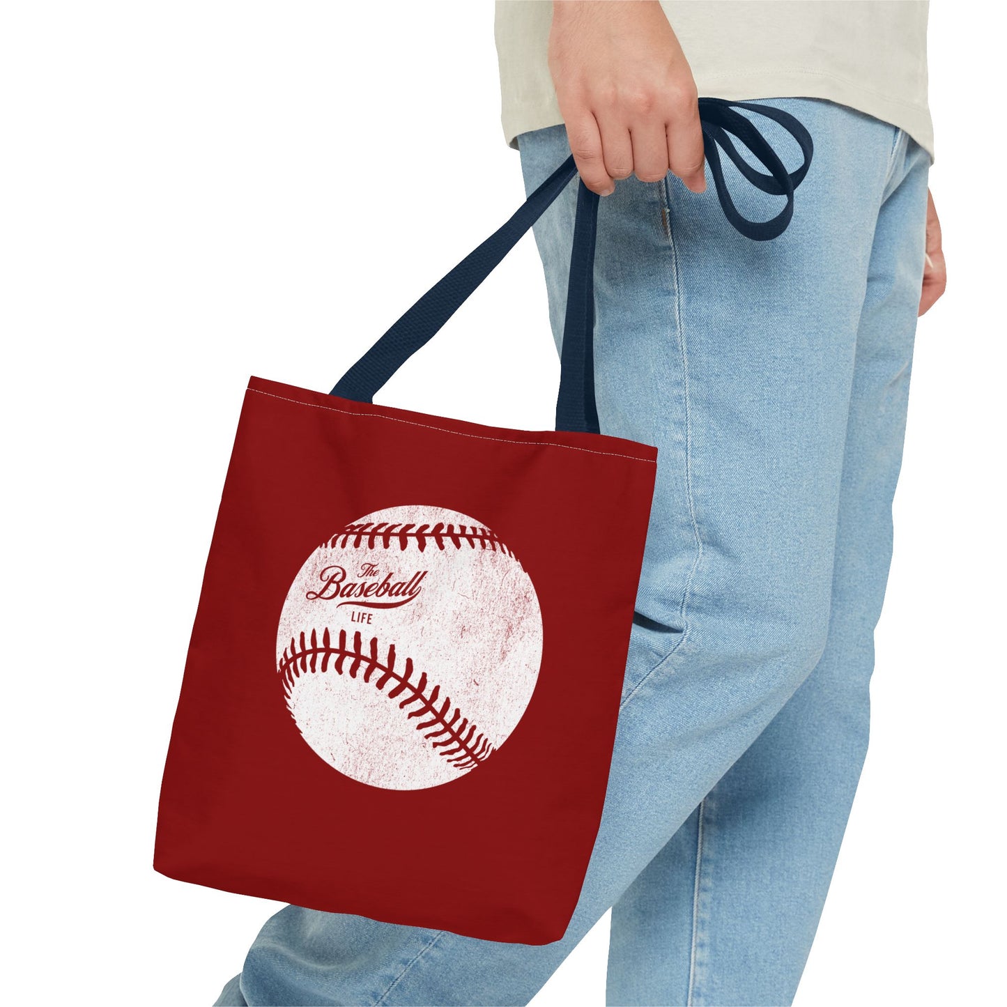 Weathered Baseball Tote Bag_Maroon