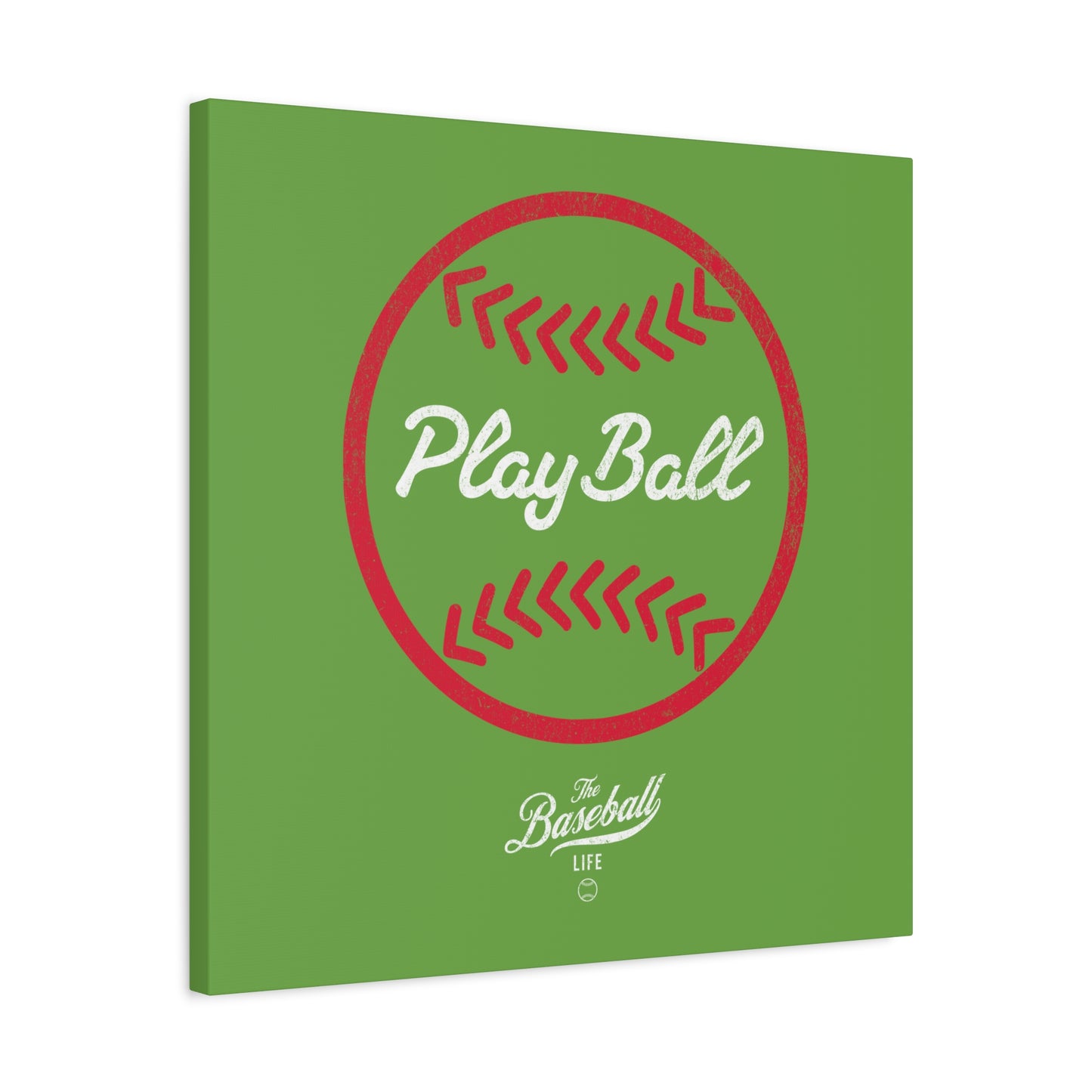 Play Ball Graphic Baseball Wall Art Canvas_Grass Green