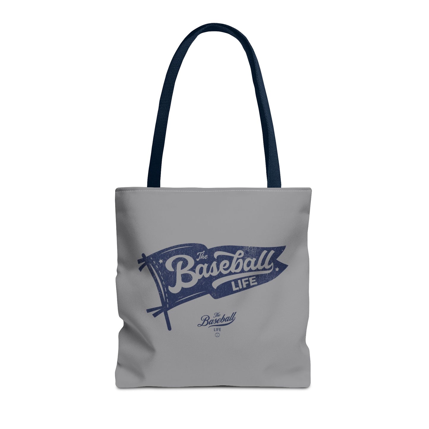 Vintage Pennant Tote Bag_Navy Print on Medium Gray