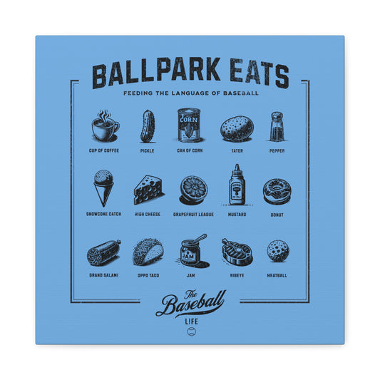 Ballpark Eats_Feeding the Language of Baseball Wall Art Canvas_Carolina Blue