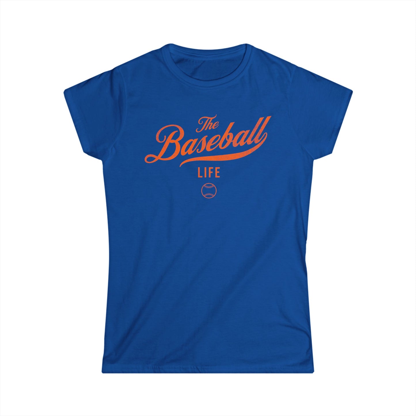 The Baseball Life Classic Script Tee_Women's_Orange Print