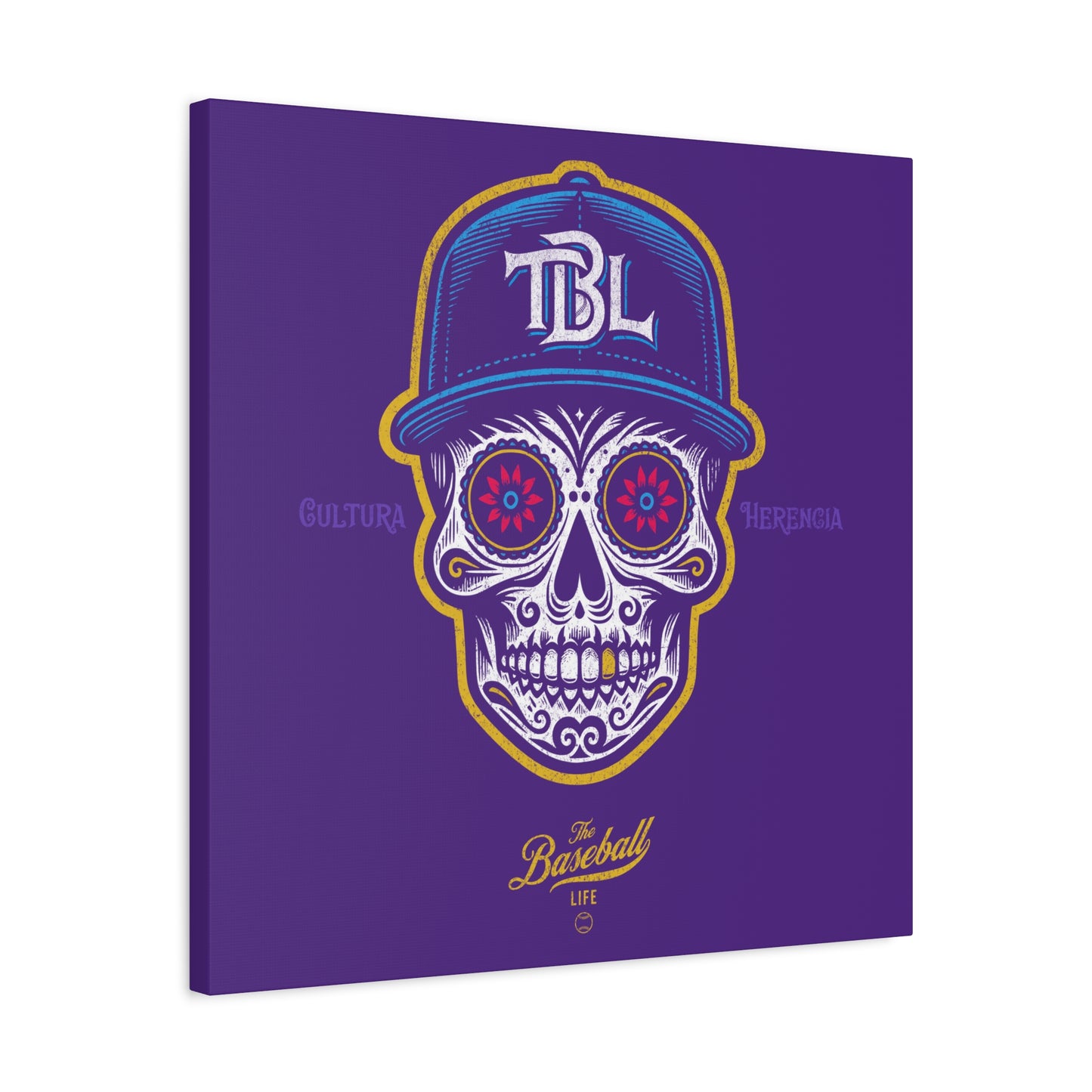 Beisbol Sugar Skull Series_Player 1 Wall Art Canvas_Purple