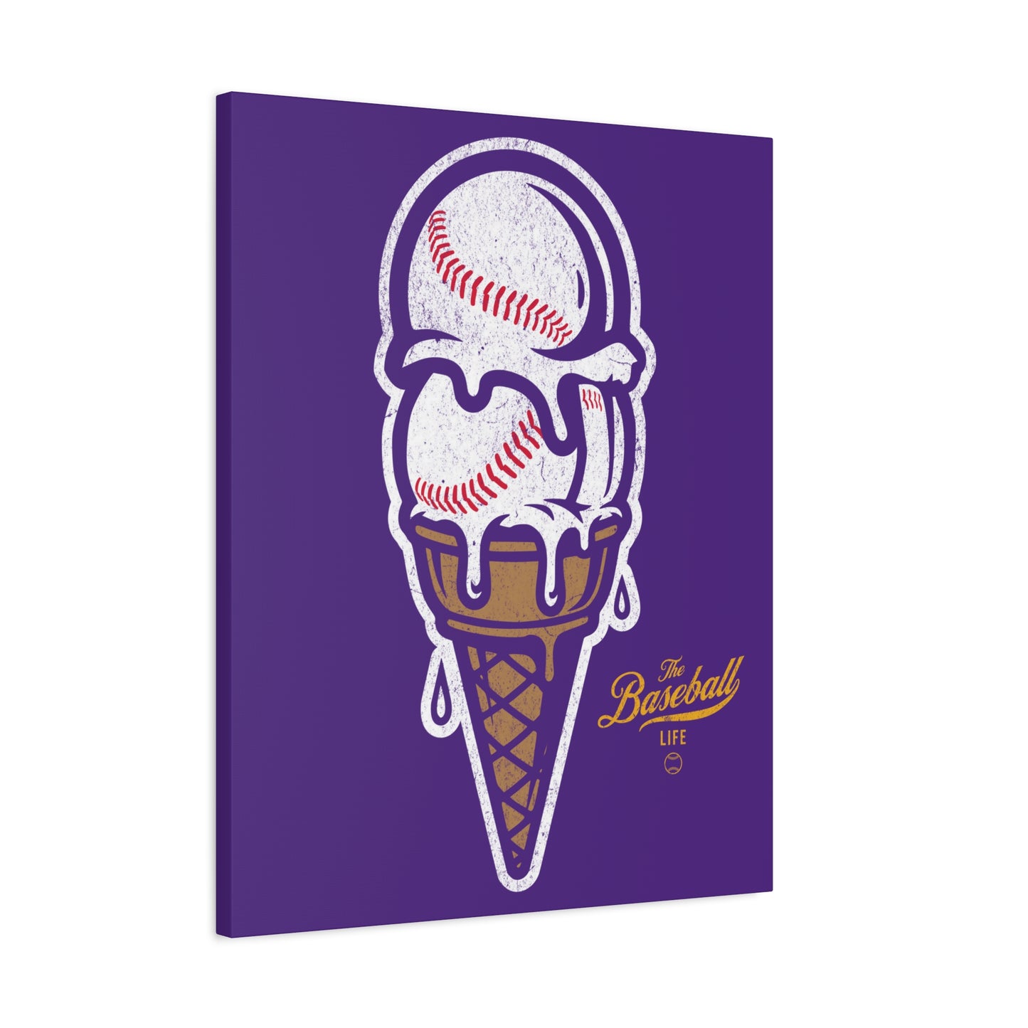 Baseball Ice Cream Cone Wall Art Canvas_Purple