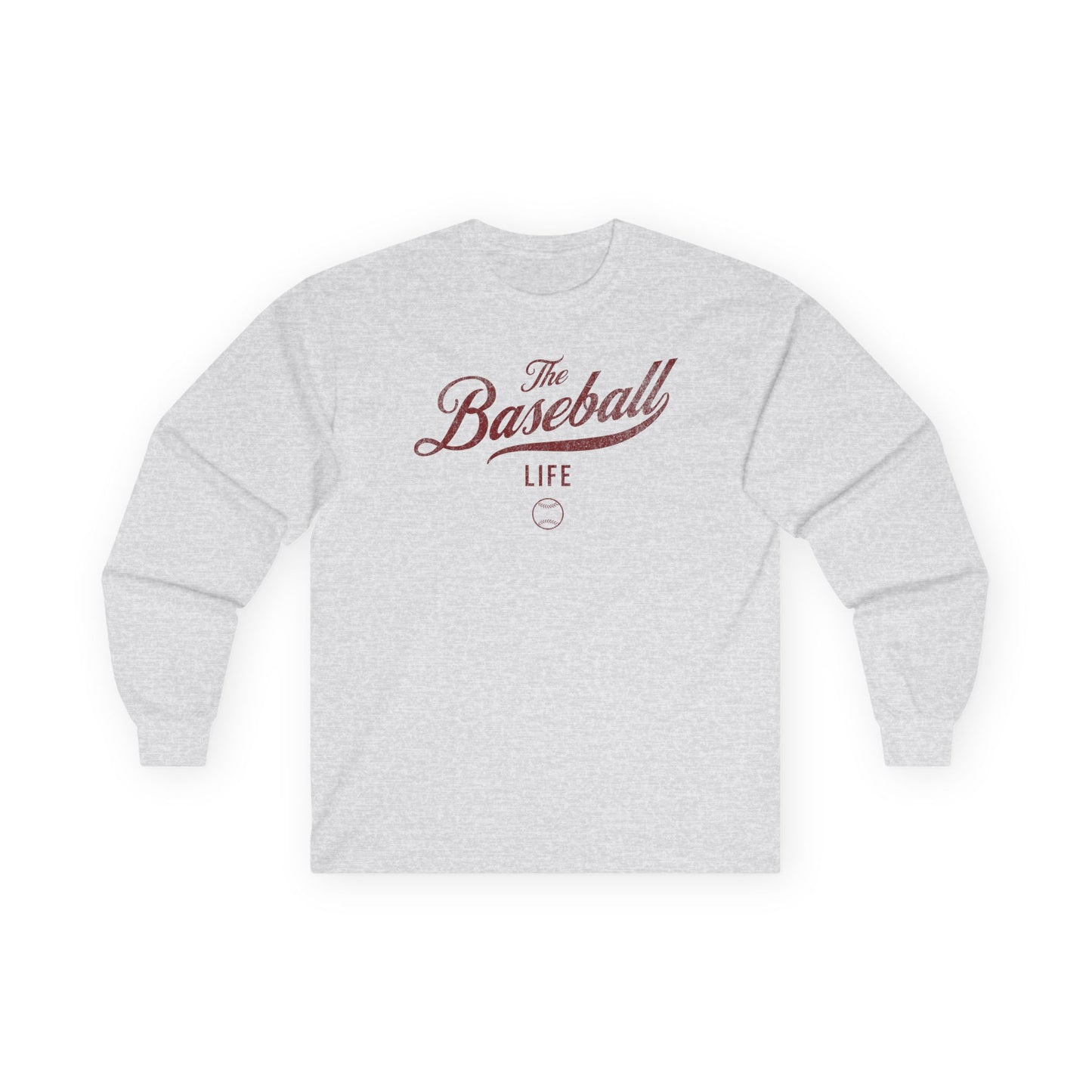 The Baseball Life Long Sleeve T-Shirt_Maroon Print