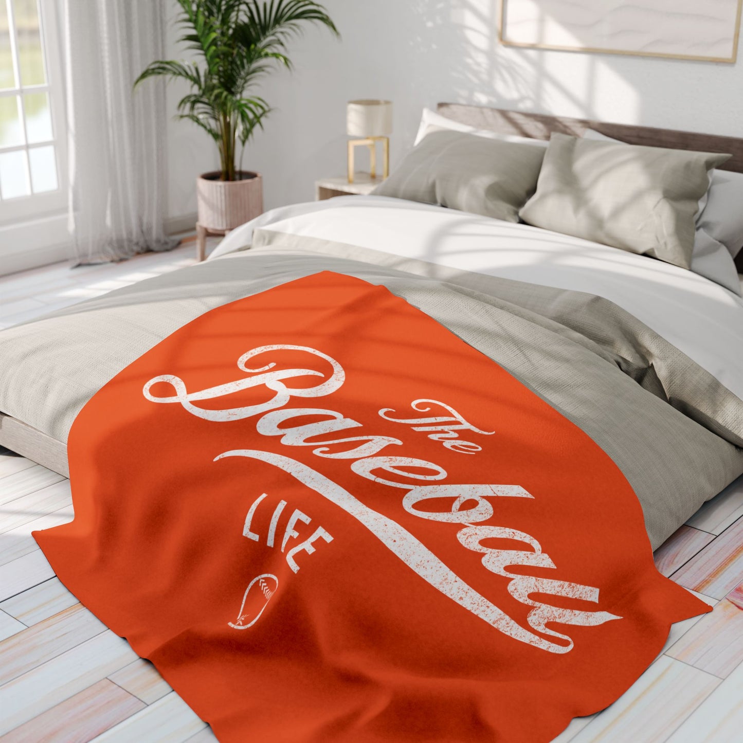 Fleece Blanket_Orange w White Print
