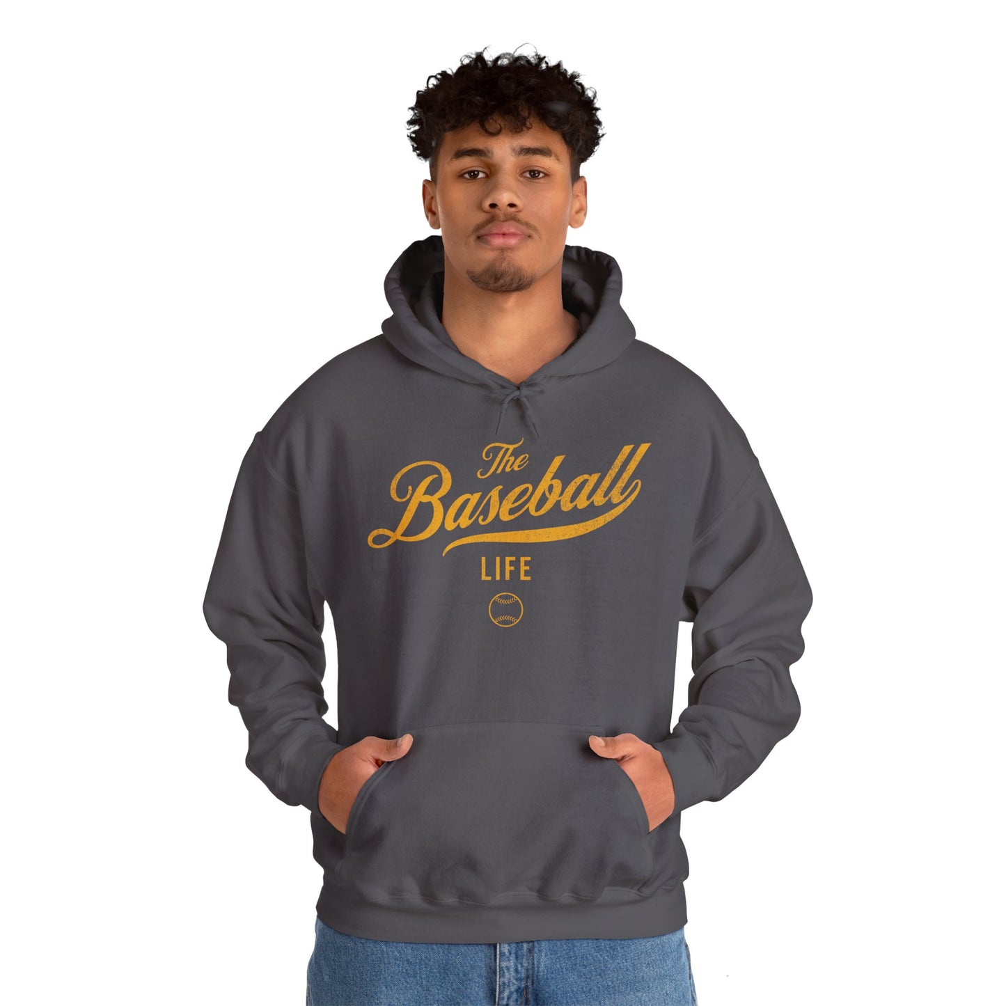 The Baseball Life Hoodie_Yellow Gold Print