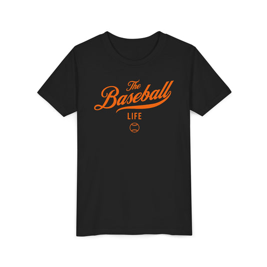 Youth The Baseball Life Classic Script T-Shirt_Orange Print